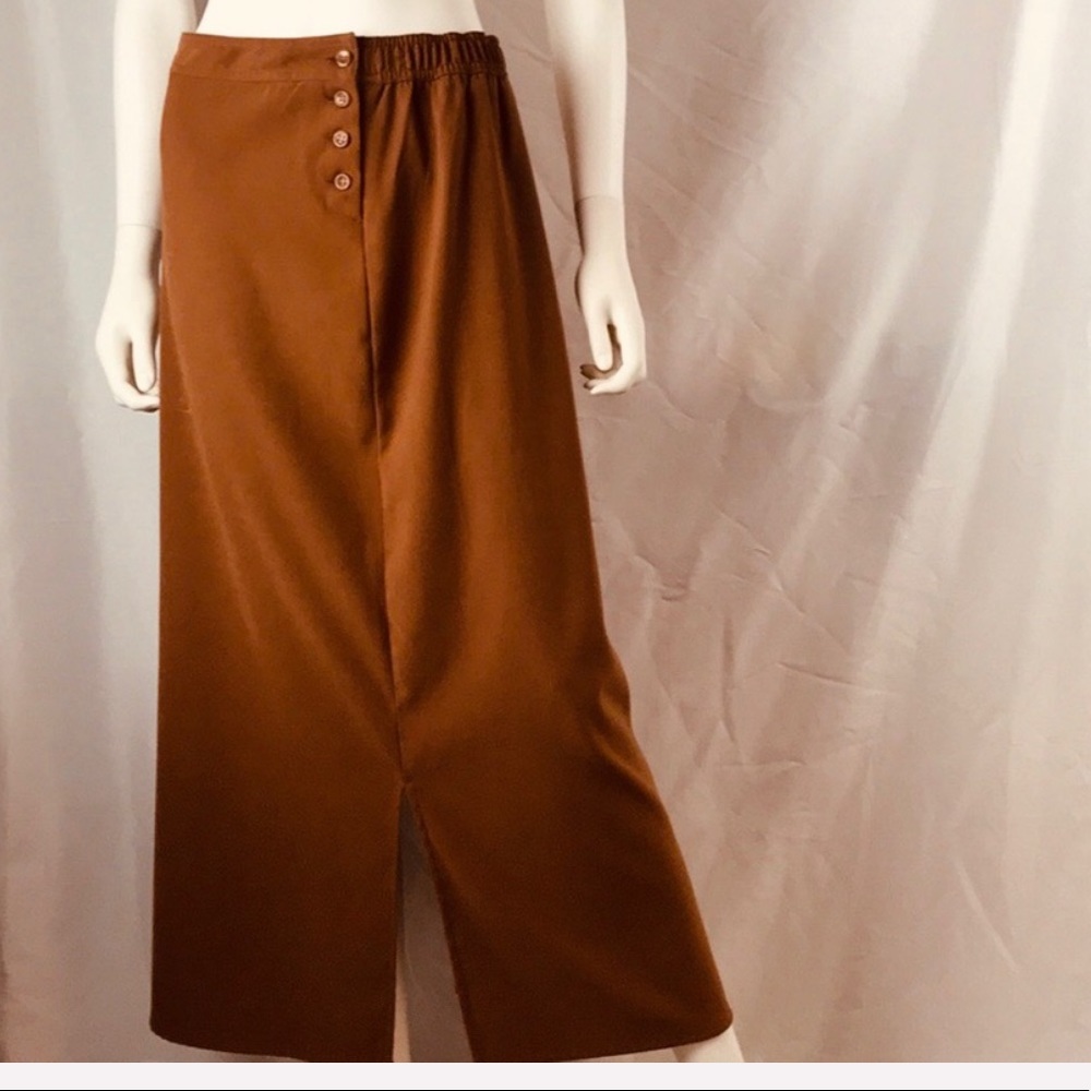 Button Down, Stretch, Long Skirt W/Slit | Size 6